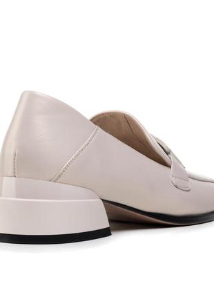 Туфли женские кожаные пудровые на широком устойчивом среднем каблуке  1961т-а4 фото