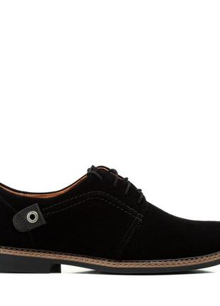 Туфли мужские замшевые повседневные черные на шнуровке 25542 фото