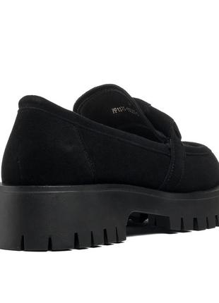 Туфли-лоферы женские замшевые черные 2142т5 фото