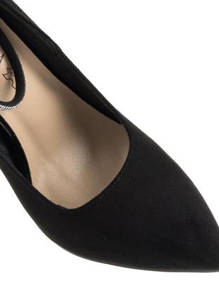 Туфли женские замшевые черные вечерние на шпильке 2280т7 фото