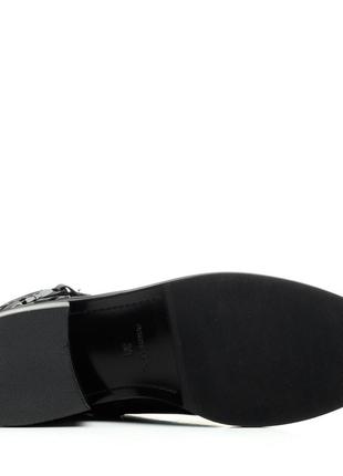Ботинки женские кожаные черные на низком ходу 1447б7 фото
