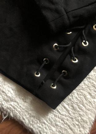 Стильная чёрная юбка карандаш миди с люверсами размер s6 фото