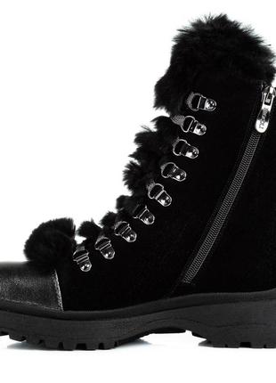 Ботинки женские замшевые на платформе с шнурками 1244ц4 фото
