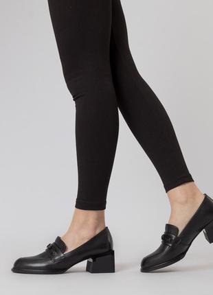 Туфли женские черные кожаные 2128т9 фото