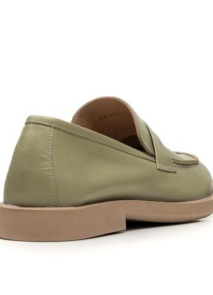 Туфли лоферы зеленые кожаные 985тz-а4 фото