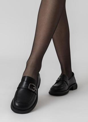 Туфли женские черные кожаные 2176т9 фото