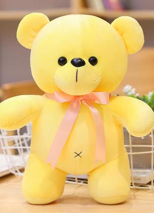 Плюшеве ведмежа, м'яка іграшка для дівчини, ведмідь стоячий жовтого кольору, 23см. іграшка на подарунок1 фото
