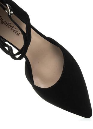 Босоножки женские черные замшевые на высоком каблуке 1050л8 фото