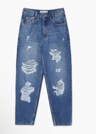 Cropp джинсы рваные  мом момы mom синие женские 36 размер2 фото
