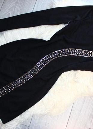 Платье асимметричное /черное на одно плечо с волной стаз и стекляруса, ad lib, uk,102 фото