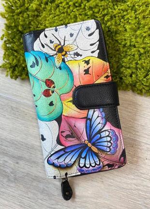 Жіночий гаманець з натуральної шкіри anna by anuschka ручная роспись