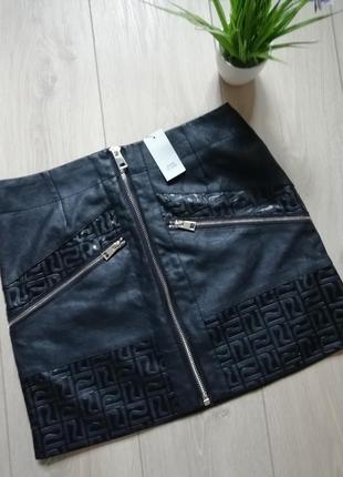 Новая чёрная юбка мини эко кожа2 фото