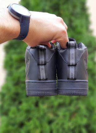 Nike air force 1 '82 чорні із сірим кросівки жіночі шкіряні зимові з хутром відмінна якість ботінки сапоги високі теплі найк форс4 фото