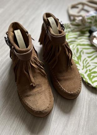 Замшевые сапоги ботинки с бахромой asos4 фото