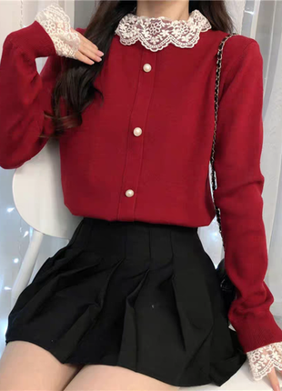 Новорічний светрик, різдвяний светер, трендова кофта, червоний кардиган9 фото