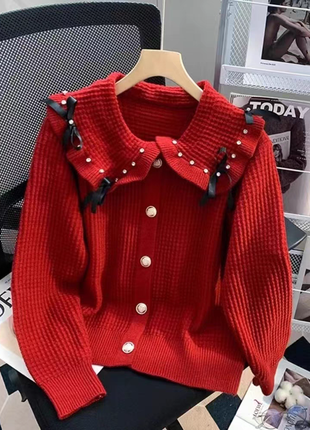Новорічний светрик, різдвяний светер, трендова кофта, червоний кардиган6 фото