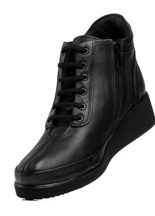 Ботинки черные кожаные женские на шнуровках 440бz5 фото