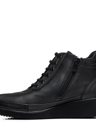 Ботинки черные кожаные женские на шнуровках 440бz3 фото