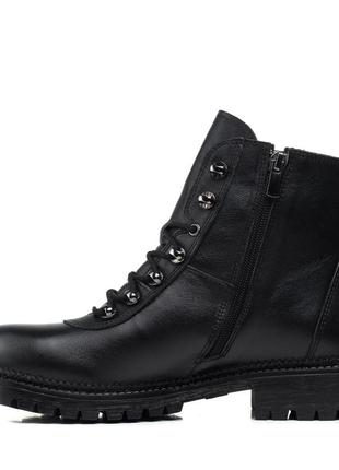 Ботинки кожаные черные на низком каблуке 464цz3 фото