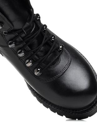 Ботинки кожаные черные на низком каблуке 464цz7 фото