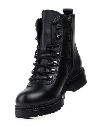 Ботинки кожаные черные на низком каблуке 464цz5 фото