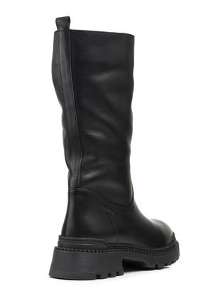 Полусапоги женские кожаные черные на широком каблуке 485цz5 фото