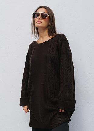Длинный вязаный свитер туника oversize9 фото