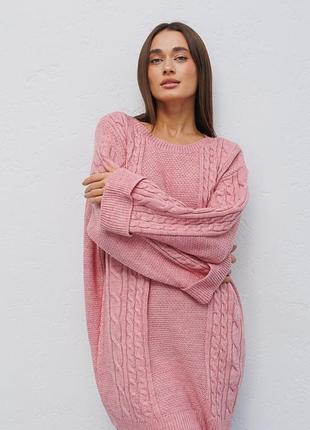 Довгий вязаний светр туніка oversize7 фото
