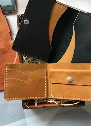 Подарочный набор кожаных аксессуаров. для мужчины или женщины. кожаный кошелек3 фото