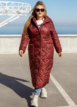 Стеганое зимнее пальто на силиконе10 фото