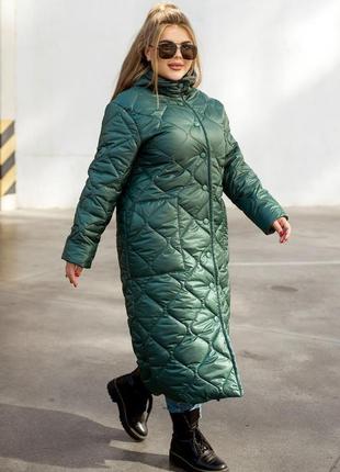 Стеганое зимнее пальто на силиконе3 фото