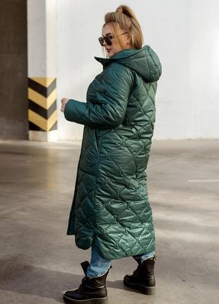 Стеганое зимнее пальто на силиконе4 фото