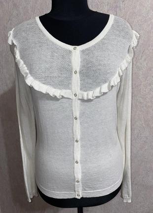 Белый кардиган на пуговицах з блёстками и волнами orsay