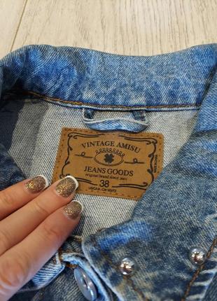 Крутой укороченный джинсовый пиджак, жакет amisu светло синий деним 44-468 фото
