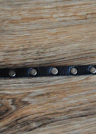 Шкіряний браслет посріблений ручна робота / кожаный браслет чокер5 фото