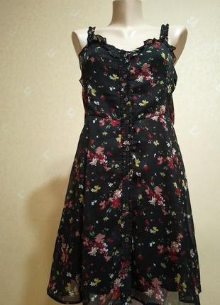 Сарафан платье с рюшами в цветочный принт3 фото