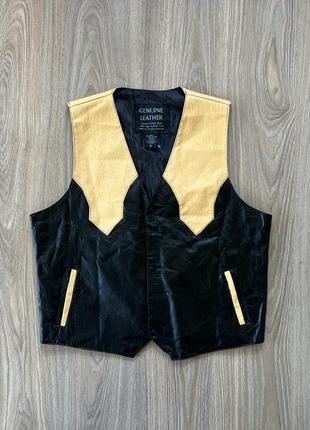 Мужская кожаная жилетка безрукавка genuine leather