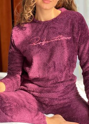 L do2457 фиолетовая теплая пижама домашний костюм тедди8 фото