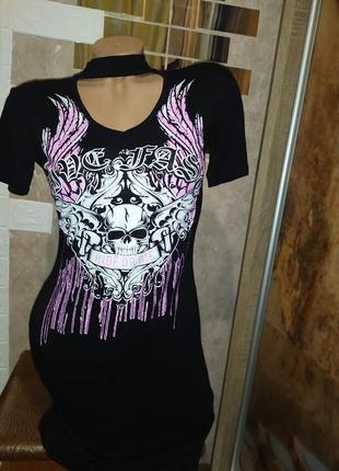 Готика панк платье футболка с чекером1 фото