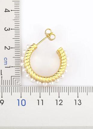Металлические серьги-кольца с жемчугами серебряного цвета, в форме полу-месяца, украшения для ушей, бижутерия4 фото