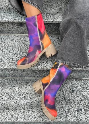 Эксклюзивные ботинки из натуральной итальянской кожи и замши женские на каблуке8 фото