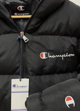 Куртка зимняя мужская champion до -25*с теплая черная пуховик мужской зимний чемпион с капюшоном