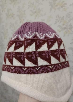 Шапочка шапка зимова вовна жіноча з косичками3 фото