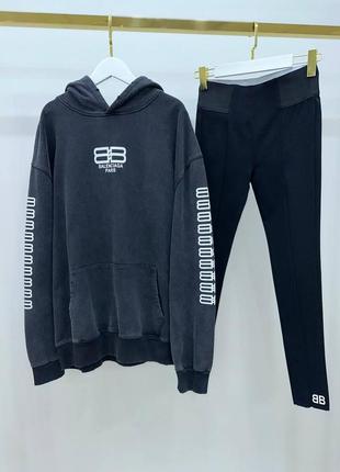 Комплект люкс качества худи с лосинами в стиле balenciaga