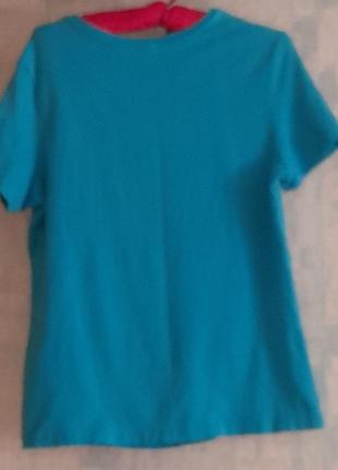 Стрейчевая футболка cecilia classic с принтом размер 46 - 48  футболка цвета морской волны2 фото