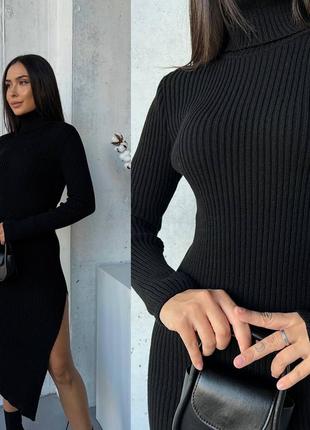 Вязаное платье- гольф в длине меди😍3 фото