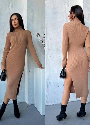 Вязаное платье- гольф в длине меди😍10 фото