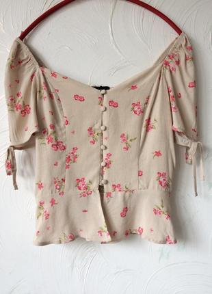 Блуза топ в цветы на пуговицах, 363 фото