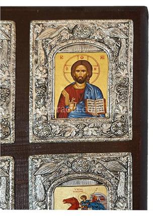 Домашний иконостас из 4 писаных икон в серебре 28 х 36,5 см3 фото
