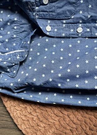 Джинсовая рубашка hm сорочка з зірочками 18-24 місяця 1-2 роки 92 см  сині4 фото
